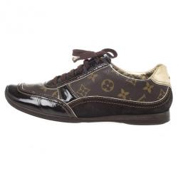 مملوكة مسبقًا Louis Vuitton Brown Monogram Square Toe Sneakers Size 39.5