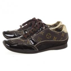 مملوكة مسبقًا Louis Vuitton Brown Monogram Square Toe Sneakers Size 39.5