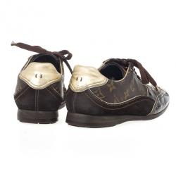 مملوكة مسبقًا Louis Vuitton Brown Monogram Square Toe Sneakers Size 39.5