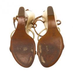 مملوكة مسبقًا Louis Vuitton Brown Andalucia Wedge Sandals Size 37.5