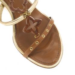 مملوكة مسبقًا Louis Vuitton Brown Andalucia Wedge Sandals Size 37.5