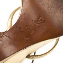 مملوكة مسبقًا Louis Vuitton Brown Andalucia Wedge Sandals Size 37.5