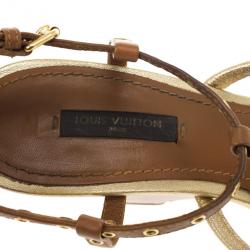 مملوكة مسبقًا Louis Vuitton Brown Andalucia Wedge Sandals Size 37.5