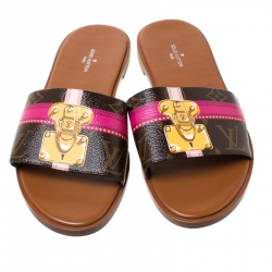مملوكة مسبقًا حذاء سلايدز فلات لوي فيتون لوك إيت كانفاس مونوغرامي مقاس 38