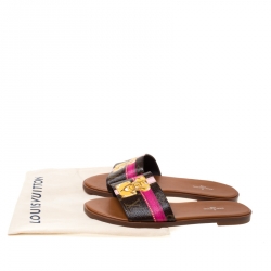 مملوكة مسبقًا حذاء سلايدز فلات لوي فيتون لوك إيت كانفاس مونوغرامي مقاس 38