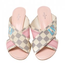 Pre Owned صندل لوي فيتون مول سلايد بانوراما كانفاس أزور دامييه مقاس 37.5