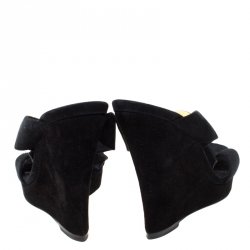 Pre Owned صدل لوي فيتون سو يدي أسود كعب روكي نعل سميك مقاس 37