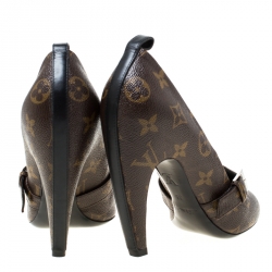 Pre Owned حذاء كعب عالي لوي فيتون ستار باور كانفاس مونوغرامي بإبزيم مزين مقاس 35