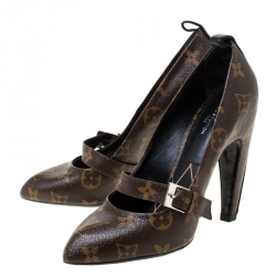 Pre Owned حذاء كعب عالي لوي فيتون ستار باور كانفاس مونوغرامي بإبزيم مزين مقاس 35