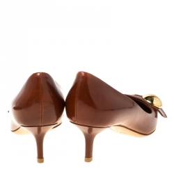 Pre Owned  حذاء كعب عالي لوي فيتون بمقدمة مدببة جلد بني مقاس 38