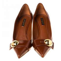 Pre Owned  حذاء كعب عالي لوي فيتون بمقدمة مدببة جلد بني مقاس 38