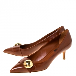 Pre Owned  حذاء كعب عالي لوي فيتون بمقدمة مدببة جلد بني مقاس 38