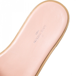 Pre Owned Louis Vuitton Damier Azur Canvas Lock It Flat Slides Size 36