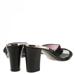 Louis Vuitton Black Monogram Canvas Slide Block Heel Sandals Size 36.5 Louis Vuitton | TLC