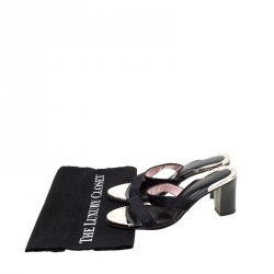 مملوكة مسبقًا Louis Vuitton Black Monogram Canvas Slide Block Heel Sandals Size 36.5