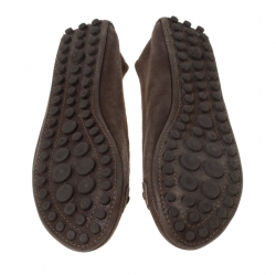 مملوكة مسبقًا Louis Vuitton Brown Textured Leather Oxford Ballet Flats Size 36.5