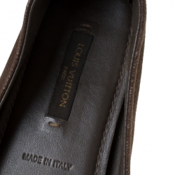 مملوكة مسبقًا Louis Vuitton Brown Textured Leather Oxford Ballet Flats Size 36.5