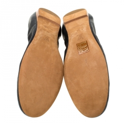 Pre Owned حذاء باليرينا فلات لوي فيتون مجعد فيونكة جلد مونوغرامي مخرم أسود مقاس 41