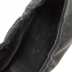 Pre Owned حذاء باليرينا فلات لوي فيتون مجعد فيونكة جلد مونوغرامي مخرم أسود مقاس 41