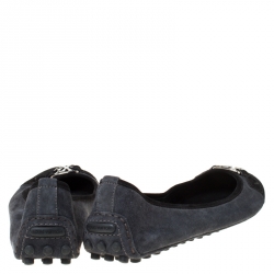 Pre Owned حذاء باليرينا فلات لوي فيتون سويدي أزرق كحلي/أسود مقاس 41