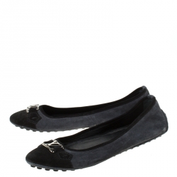 Pre Owned حذاء باليرينا فلات لوي فيتون سويدي أزرق كحلي/أسود مقاس 41