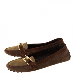 مملوكة مسبقًا Louis Vuitton Tricolor Suede Oxford Loafers Size 38