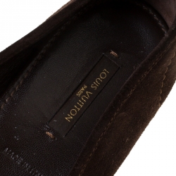 مملوكة مسبقًا حذاء باليرينا فلات لو ي فيتون سويدي بني داكن مقاس 38