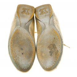 Louis Vuitton Gold Metallic Perforated Leather Lace Up Sneakers Size 39