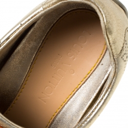Louis Vuitton Gold Metallic Perforated Leather Lace Up Sneakers Size 39