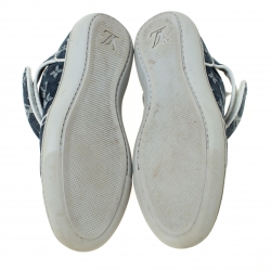 مملوكة مسبقًا Louis Vuitton Blue Denim Monogram Acapulco Velcro Strap Sneakers Size 37.5