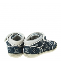 مملوكة مسبقًا Louis Vuitton Blue Denim Monogram Acapulco Velcro Strap Sneakers Size 37.5