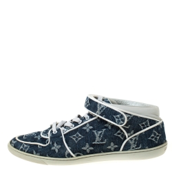 مملوكة مسبقًا Louis Vuitton Blue Denim Monogram Acapulco Velcro Strap Sneakers Size 37.5