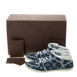 مملوكة مسبقًا Louis Vuitton Blue Denim Monogram Acapulco Velcro Strap Sneakers Size 37.5