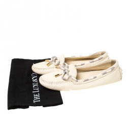 Pre Owned Louis Vuitton Beige Leather Gloria Loafers Size 41
