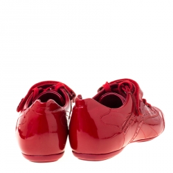 مملوكة مسبقًا Louis Vuitton Red Patent Leather Brogue Velcro Strap Sneakers Size 36