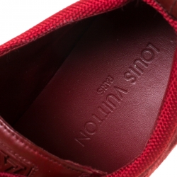 Louis Vuitton Red Calfhair and Leather Lace Up Low Top Sneakers Size 39