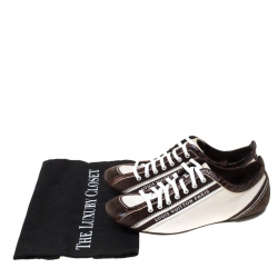 Louis Vuitton Brown/White Canvas and Crocodile Trim Sneakers Size 36
