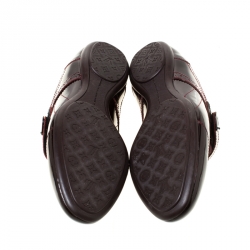 Pre Owned Louis Vuitton Dark Burgundy Patent Leather Brogue Velcro Strap Sneakers Size 36