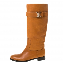 Louis Vuitton Leather Embroidered Accent Riding Boots It 35.5 | 5.5