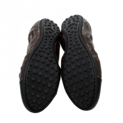 Pre Owned Louis Vuitton Brown/Black Monogram Cap Toe Flirty Ballerina Flats Size 37