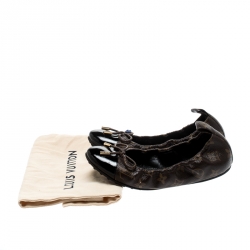 Pre Owned Louis Vuitton Brown/Black Monogram Cap Toe Flirty Ballerina Flats Size 37
