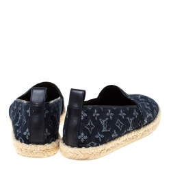 Pre Owned Louis Vuitton Blue Monogram Denim Waterfall Espadrilles Size 37