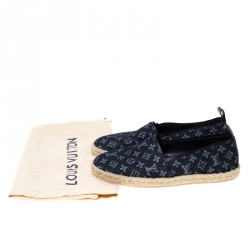 Pre Owned Louis Vuitton Blue Monogram Denim Waterfall Espadrilles Size 37