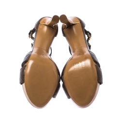 مملوكة مسبقًا Louis Vuitton Brown Monogram Empreinte Leather Ankle Strap Sandals Size 38