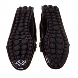 Pre Owned Louis Vuitton Burgundy Leather Monte Carlo Slip On Loafers Size 38.5