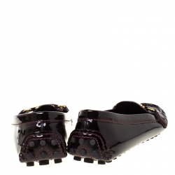 Pre Owned Louis Vuitton Burgundy Leather Monte Carlo Slip On Loafers Size 38.5