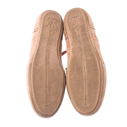 Pre Owned Louis Vuitton Light Peach Nubuck Leather Lace Up Brogue Sneakers Size 37
