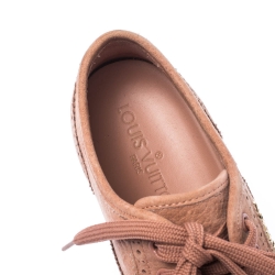 Pre Owned Louis Vuitton Light Peach Nubuck Leather Lace Up Brogue Sneakers Size 37
