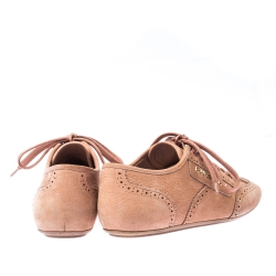 Pre Owned Louis Vuitton Light Peach Nubuck Leather Lace Up Brogue Sneakers Size 37