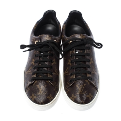 مملوكة مسبقًا Louis Vuitton Brown/Black Monogram Canvas and Patent Leather Frontrow Low Top Sneakers Size 40